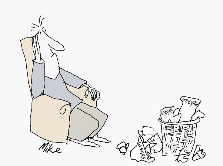 Illustrasjon, mann i lenestol