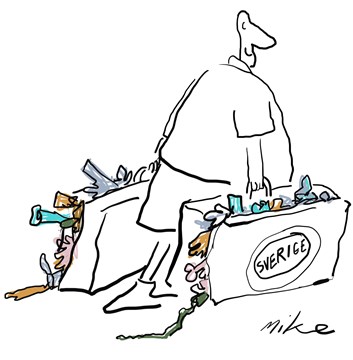 Illustrasjon av mann med to kofferter